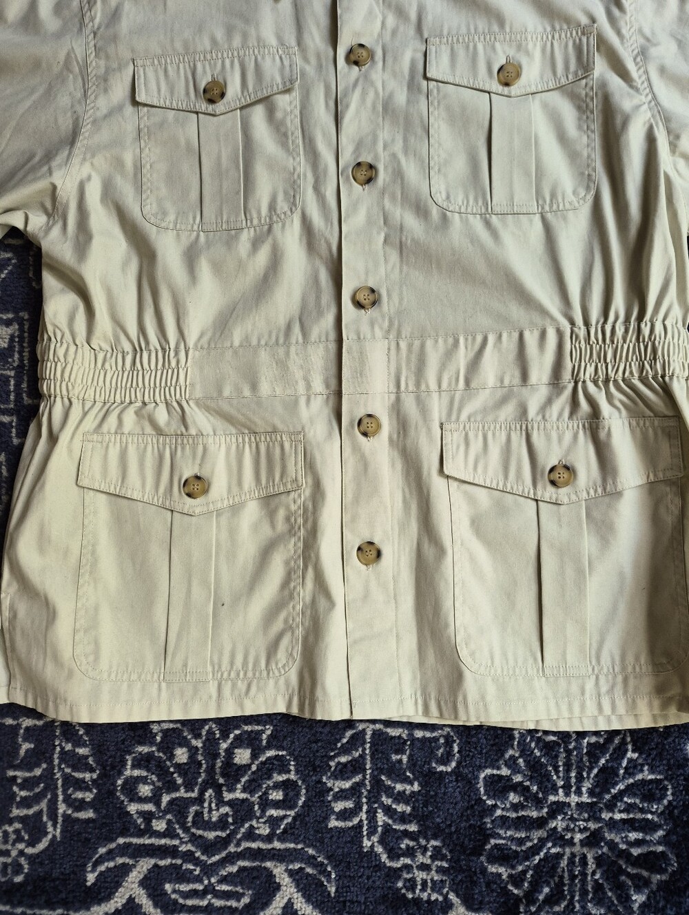 Vintage 1980s Haband Safari Jacket, RollUp Sleeves, Full Rear Side Pleats, MINT! - Picture 6 of 16